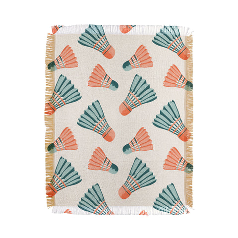Cynthia Haller Orange and teal vintage badminton Throw Blanket