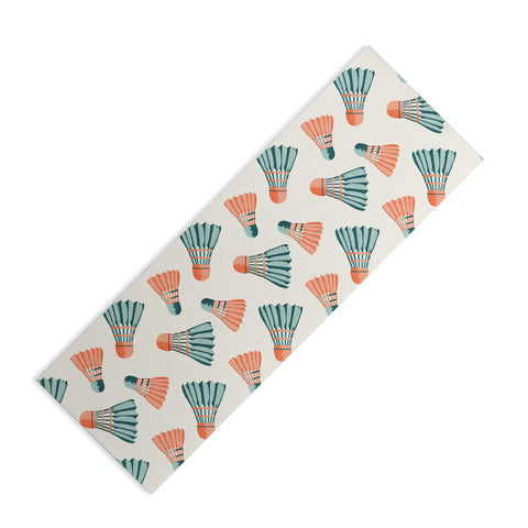 Cynthia Haller Orange and teal vintage badminton Yoga Mat