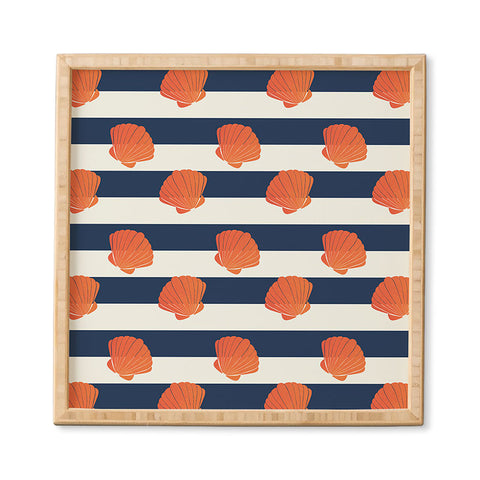 Cynthia Haller Orange clamshell and navy Framed Wall Art