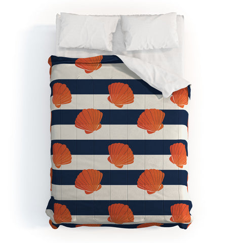 Cynthia Haller Orange clamshell and navy Comforter