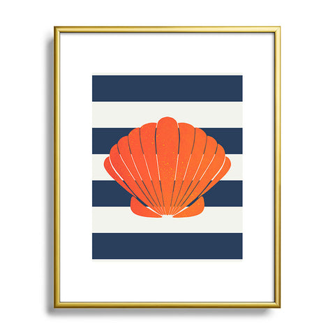 Cynthia Haller Orange clamshell and navy Metal Framed Art Print