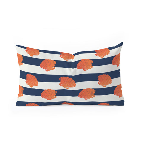Cynthia Haller Orange clamshell and navy Oblong Throw Pillow