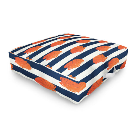 Cynthia Haller Orange clamshell and navy Outdoor Floor Cushion