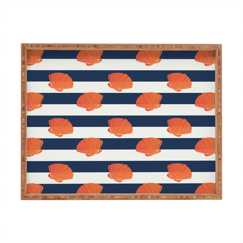 Cynthia Haller Orange clamshell and navy Rectangular Tray