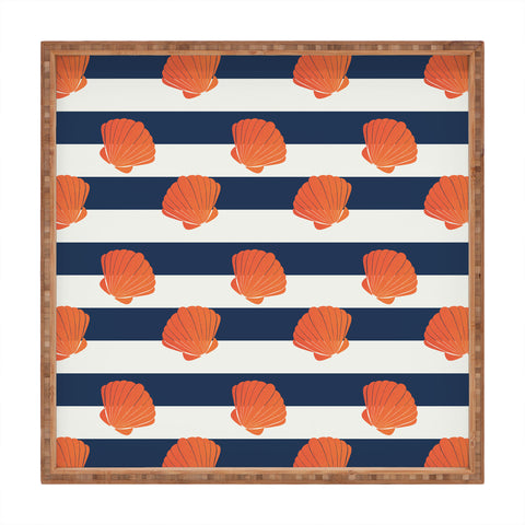 Cynthia Haller Orange clamshell and navy Square Tray