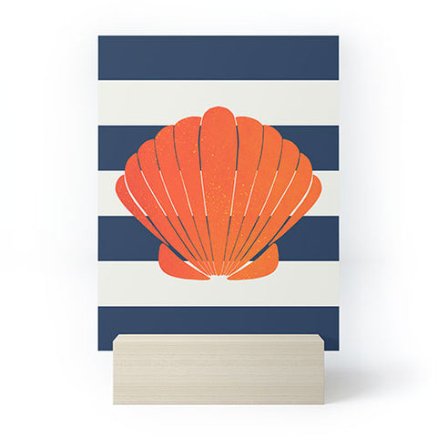 Cynthia Haller Orange clamshell and navy Mini Art Print