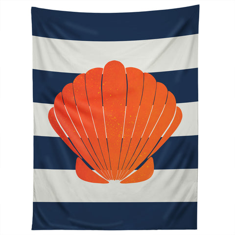 Cynthia Haller Orange clamshell and navy Tapestry