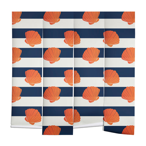 Cynthia Haller Orange clamshell and navy Wall Mural