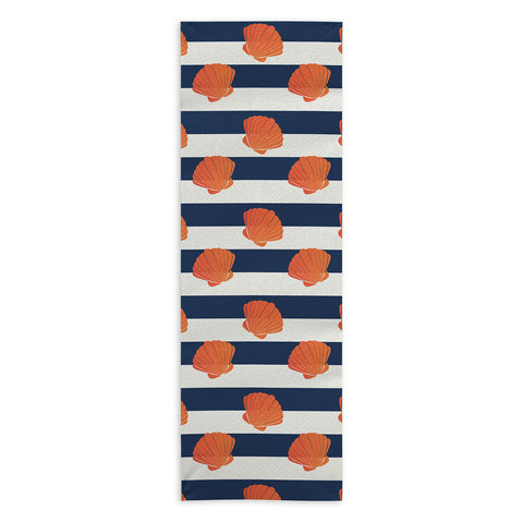 Cynthia Haller Orange clamshell and navy Yoga Towel
