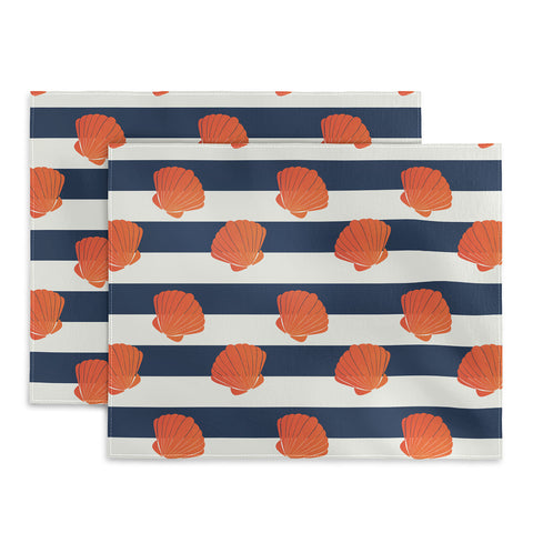 Cynthia Haller Orange clamshell and navy Placemat
