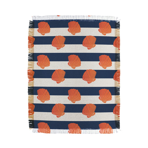 Cynthia Haller Orange clamshell and navy Throw Blanket