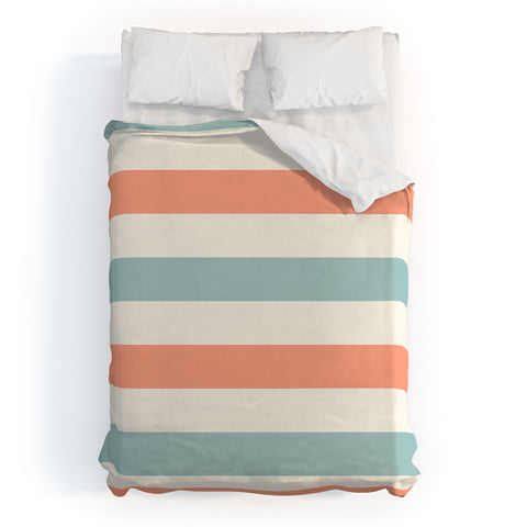 Cynthia Haller Orange turquoise and cream Duvet Cover