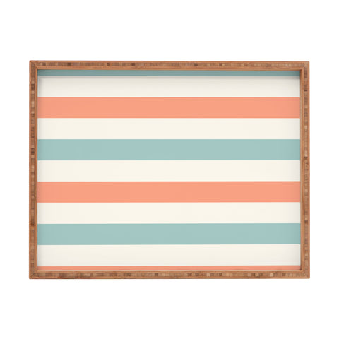 Cynthia Haller Orange turquoise and cream Rectangular Tray