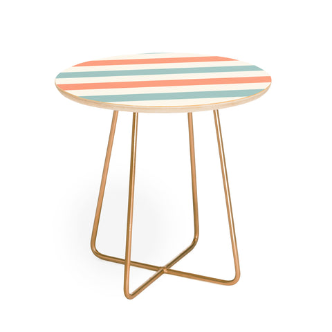 Cynthia Haller Orange turquoise and cream Round Side Table