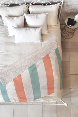 Cynthia Haller Orange turquoise and cream Fleece Throw Blanket