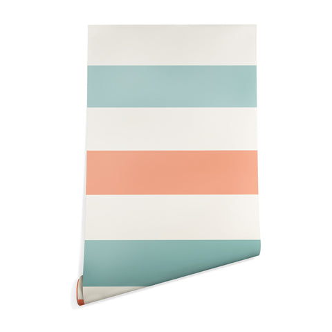 Cynthia Haller Orange turquoise and cream Wallpaper