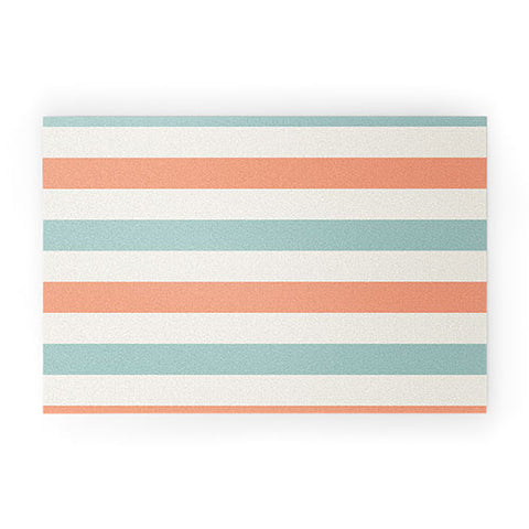 Cynthia Haller Orange turquoise and cream Welcome Mat