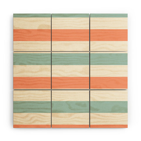 Cynthia Haller Orange turquoise and cream Wood Wall Mural