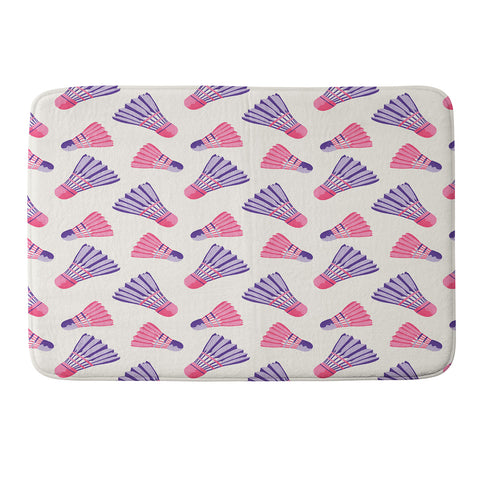 Cynthia Haller Pink and purple badminton Memory Foam Bath Mat