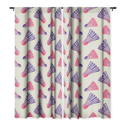 Cynthia Haller Pink and purple badminton Blackout Window Curtain