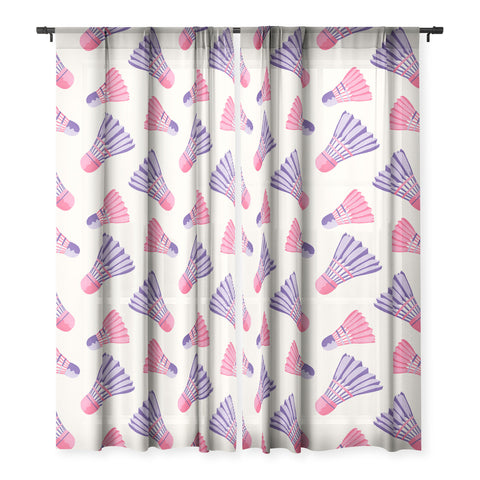 Cynthia Haller Pink and purple badminton Sheer Window Curtain