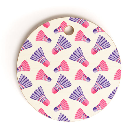 Cynthia Haller Pink and purple badminton Cutting Board Round