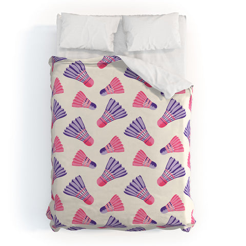 Cynthia Haller Pink and purple badminton Duvet Cover