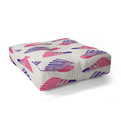 Cynthia Haller Pink and purple badminton Floor Pillow Square