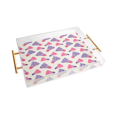 Cynthia Haller Pink and purple badminton Acrylic Tray