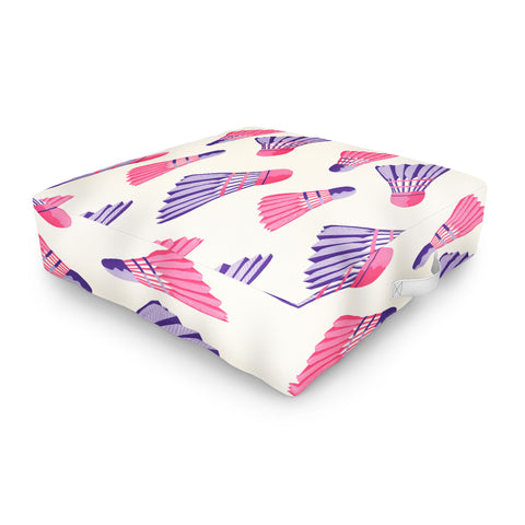 Cynthia Haller Pink and purple badminton Outdoor Floor Cushion