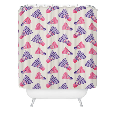 Cynthia Haller Pink and purple badminton Shower Curtain