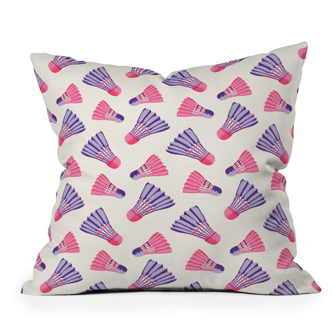 Cynthia Haller Pink and purple badminton Throw Pillow