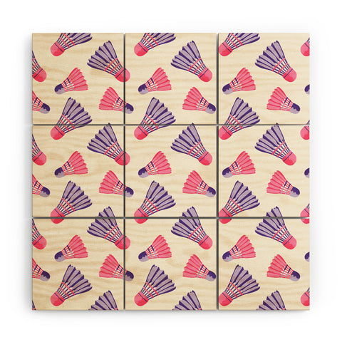 Cynthia Haller Pink and purple badminton Wood Wall Mural