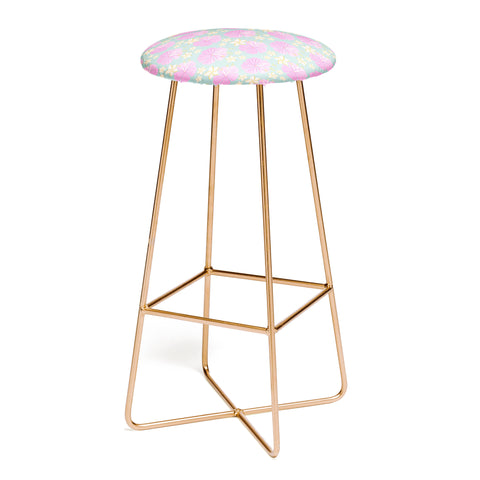 Cynthia Haller Pink and turquoise hibiscus Bar Stool