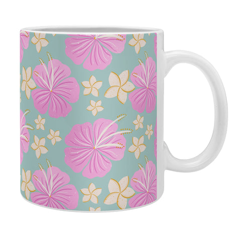 Cynthia Haller Pink and turquoise hibiscus Coffee Mug