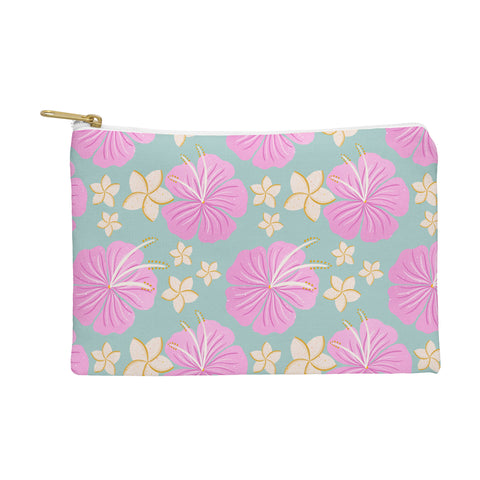 Cynthia Haller Pink and turquoise hibiscus Pouch