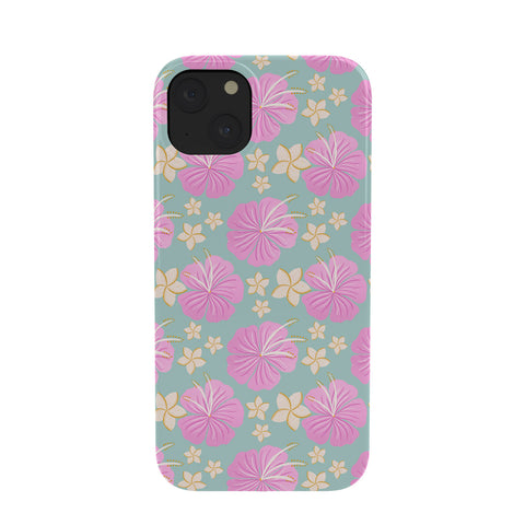 Cynthia Haller Pink and turquoise hibiscus Phone Case