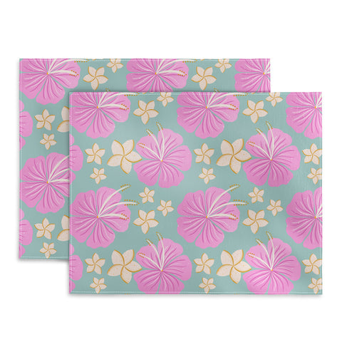 Cynthia Haller Pink and turquoise hibiscus Placemat