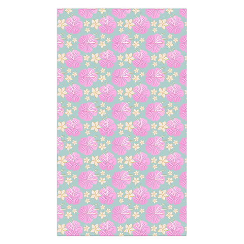 Cynthia Haller Pink and turquoise hibiscus Tablecloth