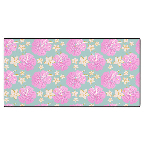Cynthia Haller Pink and turquoise hibiscus Desk Mat