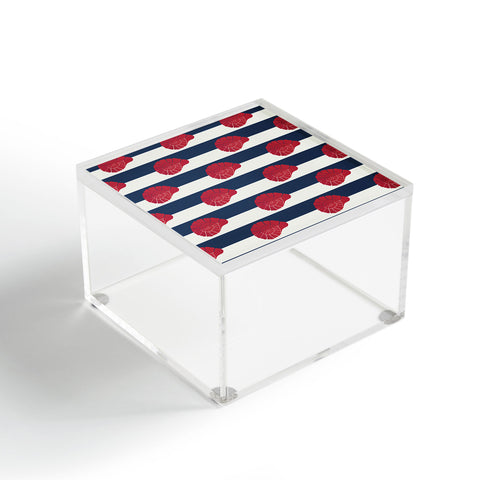 Cynthia Haller Red nautilus shell and navy Acrylic Box