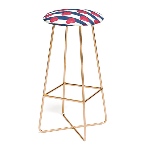 Cynthia Haller Red nautilus shell and navy Bar Stool