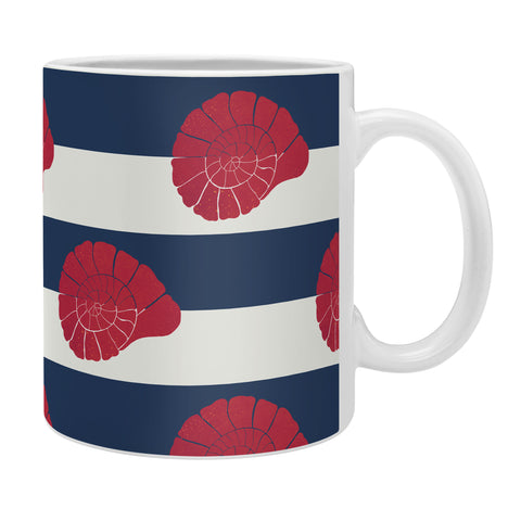 Cynthia Haller Red nautilus shell and navy Coffee Mug
