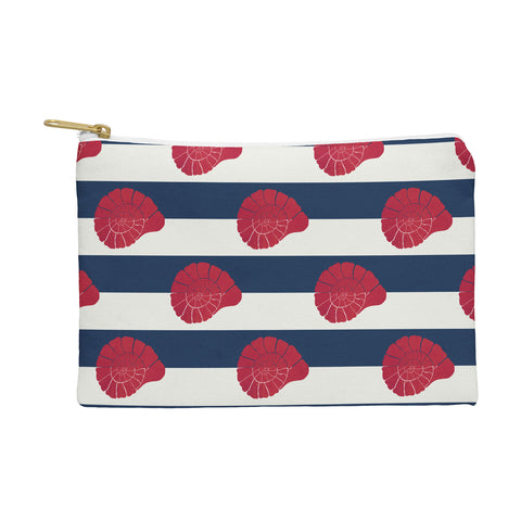 Cynthia Haller Red nautilus shell and navy Pouch