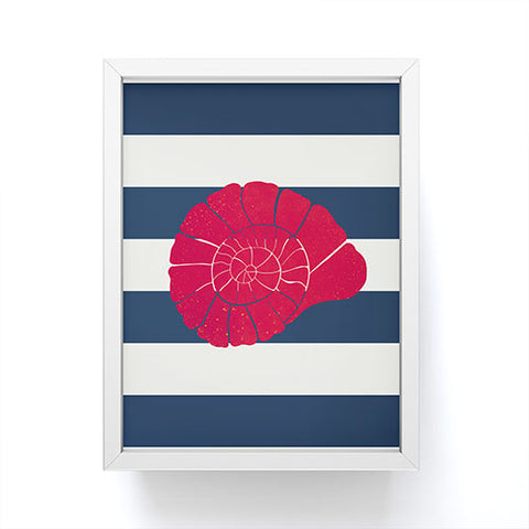 Cynthia Haller Red nautilus shell and navy Framed Mini Art Print