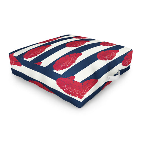 Cynthia Haller Red nautilus shell and navy Outdoor Floor Cushion