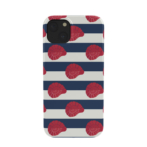 Cynthia Haller Red nautilus shell and navy Phone Case