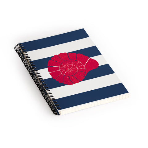 Cynthia Haller Red nautilus shell and navy Spiral Notebook