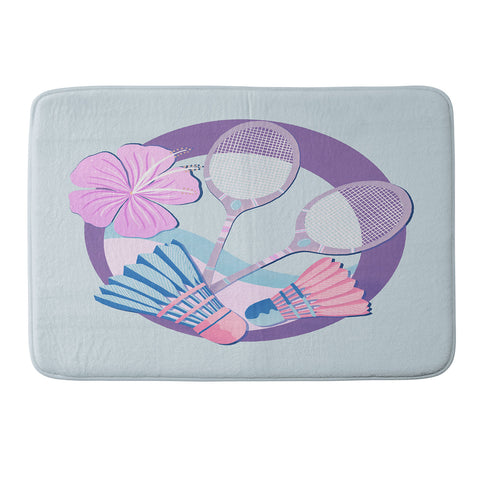 Cynthia Haller Tropical badminton badge Memory Foam Bath Mat
