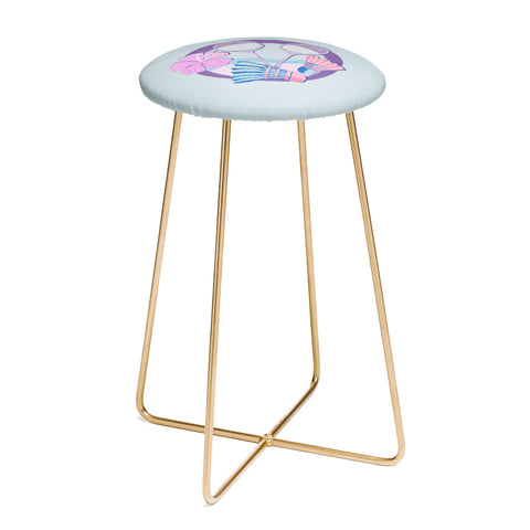 Cynthia Haller Tropical badminton badge Counter Stool